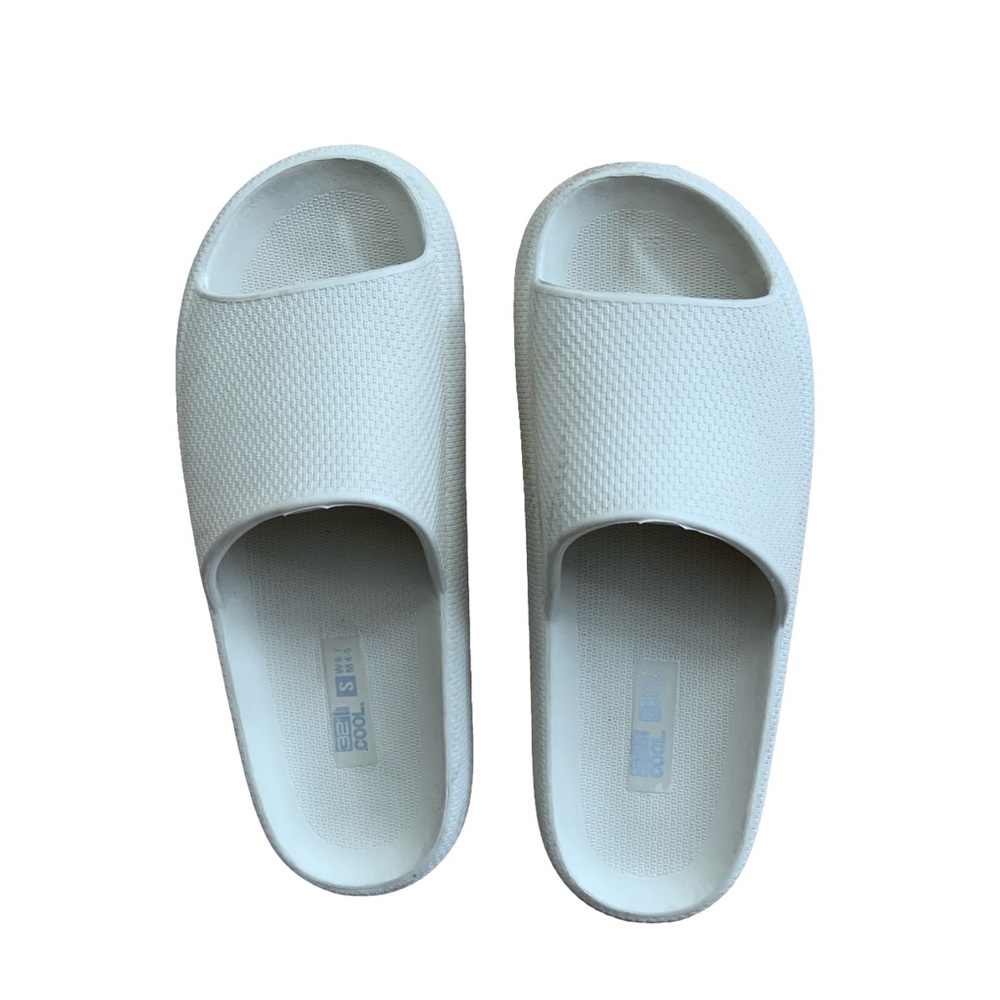 White Cream Slide Sandals